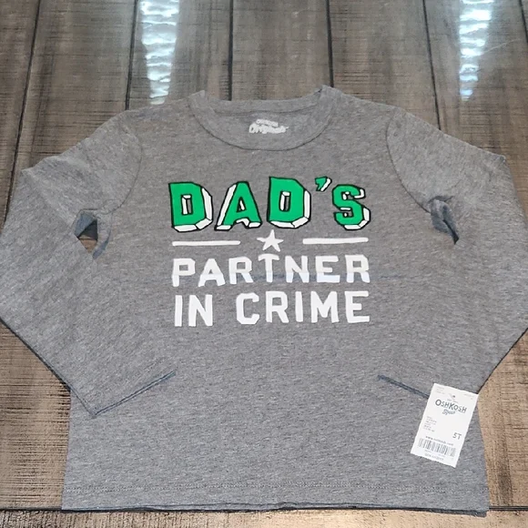 NWT OshKosh B'gosh Gray Kids Shirt - Dad's Partner in Crime