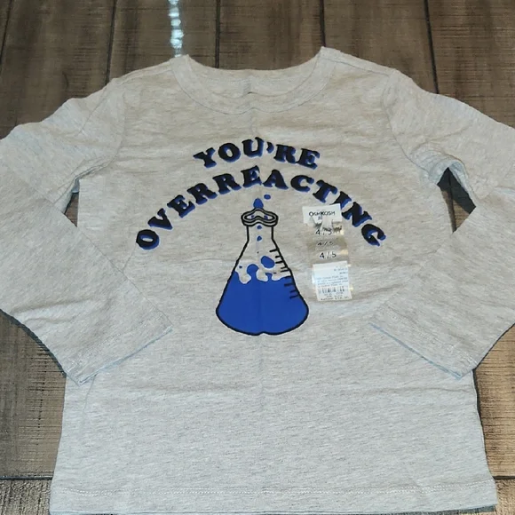 NWT Oshkosh B'Gosh Gray Long Sleeve Shirt with Blue Graphic