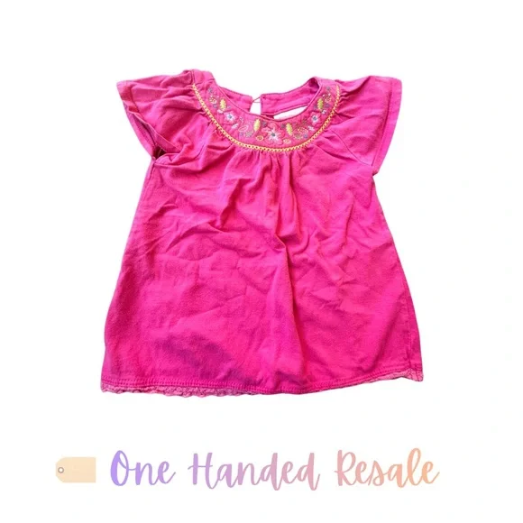 🌸 OshKosh B'gosh Genuine Baby Fuchsia Kids Blouse Top 9M
