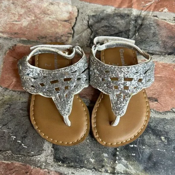 5 for $25🔥Garanimals Silver‎ Glitter Strappy Sandals Baby Size 2
