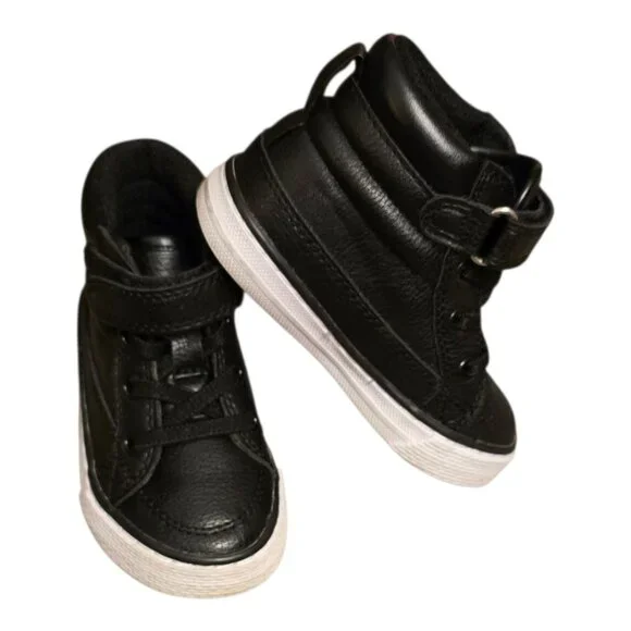 Childrens Place Hightop Shoes Boots Black Leather Boys Sz 6 Kids Toddler