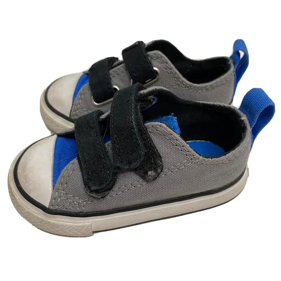 Converse Chuck Taylor All Star Infants Grey Hook and‎ Loop Sneakers 747695F 4