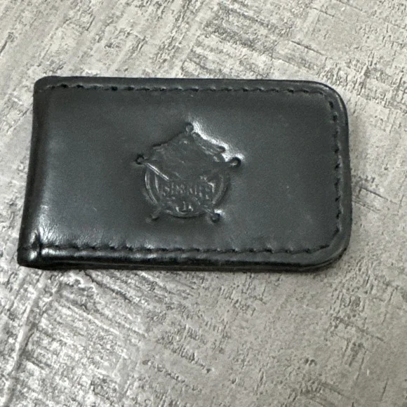 Harley Davidson Sheriff Badge Leather Black Money Clip Bar Shield Rare Biker