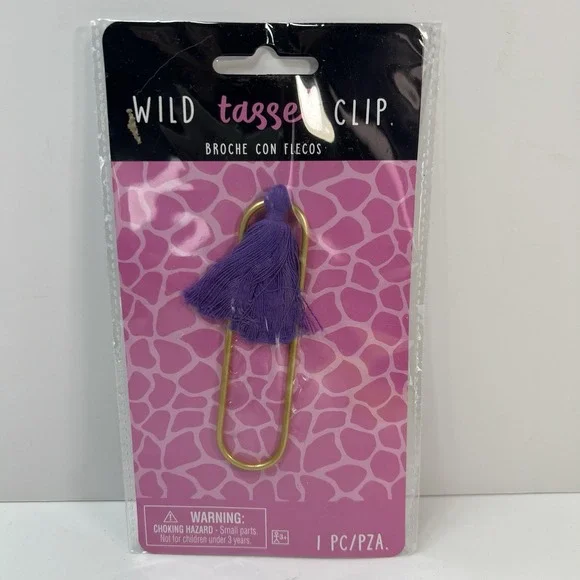 Amscan Wild Tassel Clip Unisex OS Purple New Gold Tone Paperclip Bookmark