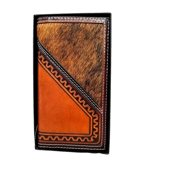 Cody James Men's Hairon Embossed Leather Rodeo Wallet Brown Cowboy Western NEW
