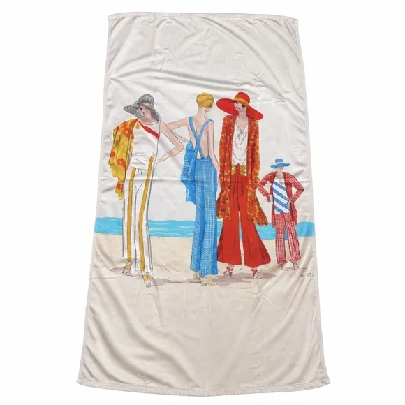 Condé Nast Vintage Style Oversized Beach Towel with Fashion Print