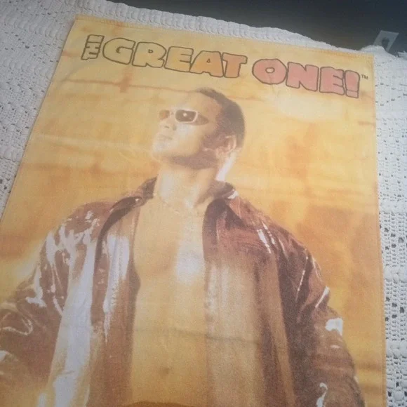 Vtg 2001 WWF‎ The Rock The Great One Beach Towel Dwayne Johnson WWE 54 x 28