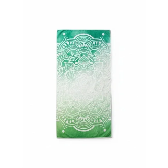 Mandala Print Beach Towel Green Ombre Bohemian Yoga‎ Towel