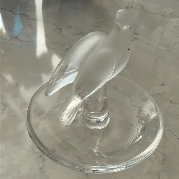 Lalique Frosted Glass Bird on Perch
