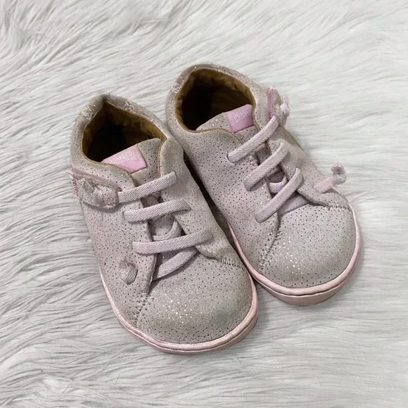 Camper Baby Girl 7 Peu First Walkers Light Pink Nubuck Glitter Sneakers Shoes