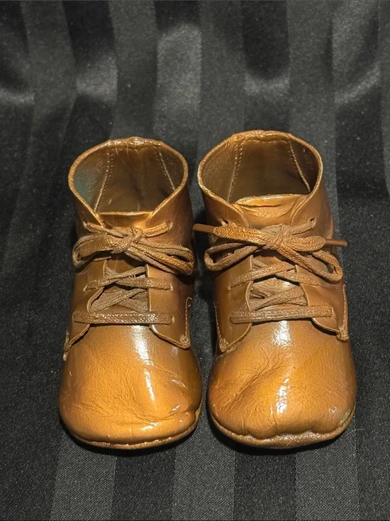 Toddler Lace-Up Ankle Boots Bronze Sprayed -From 1960’s