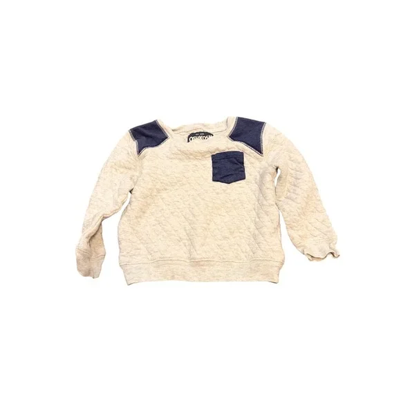 OshKosh Bgosh Toddler Boys Quilted Sweatshirt Heather Gray‎ Navy Blue 2T