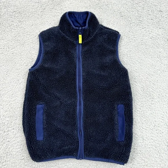 Oshkosh Bgosh Vest Jacket Boys 8 Blue Fleece Zip Pockets Active Sporty Outdoor