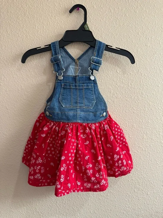 OshKosh B'gosh Blue Denim Top with Red Bandana Skirt-18months