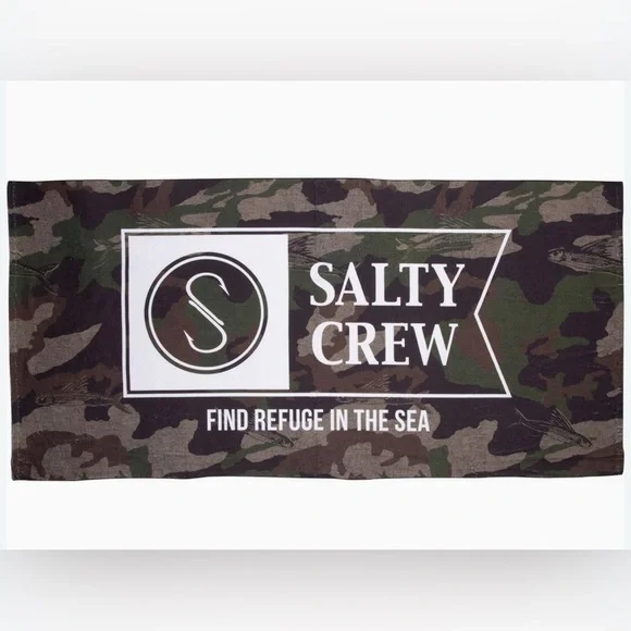Salty Crew Alpha Refuge Camo Beach Towel 100% Cotton 30x59 Beach Surf Pool GUC