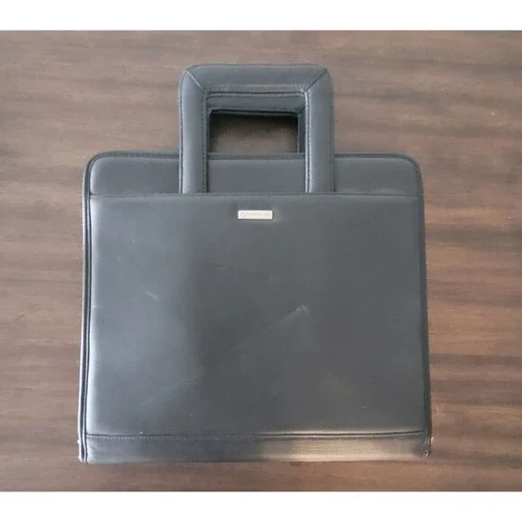 Franklin Covey Black Faux Leather Classic Planner Zippered Binder 3 Rings Handle