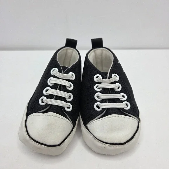 San Jose Sharks Infant Crib Shoes Soft Sole Canvas Sneakers 4 Inch Black NHL