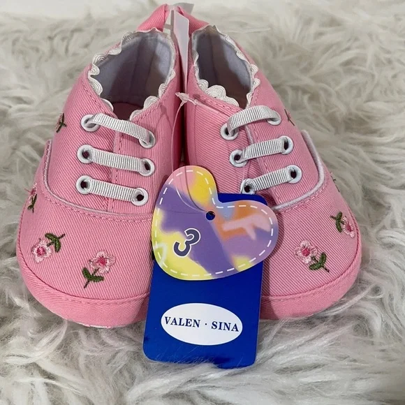 Valen Sina Pink Floral Baby Girl Booties Sz 3 NWT