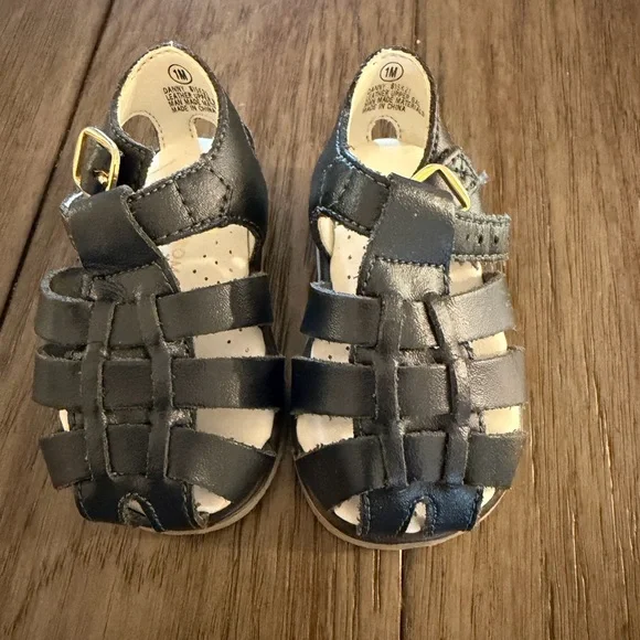 Nordstrom Danny Navy Blue Leather Fisherman‎ Sandals Kids Size 1M 615421