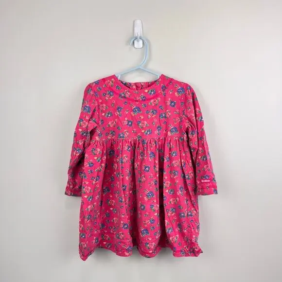 Vintage OshKosh B'gosh Long Sleeve Pink Floral Dress 4T USA
