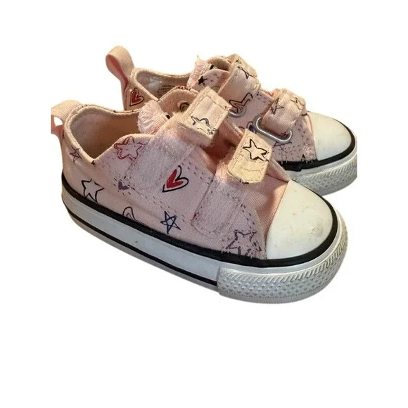 Converse Chuck Taylor All Star Infant Pink Stars Hearts Sneakers Size‎ 3