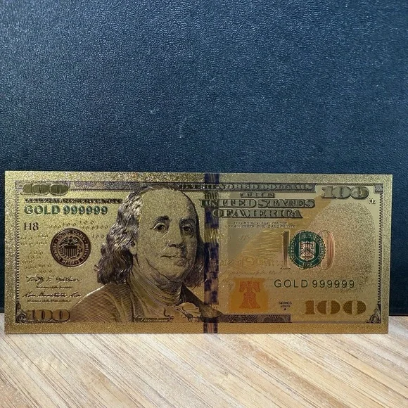 24K GOLD Plated Foil $100 Dollar Bill Collectible Novelty Collection Note Gift‎
