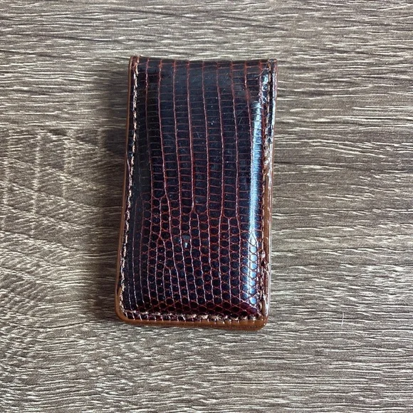 EUC Mens Genuine Lizard Magnetic Brown Money Clip