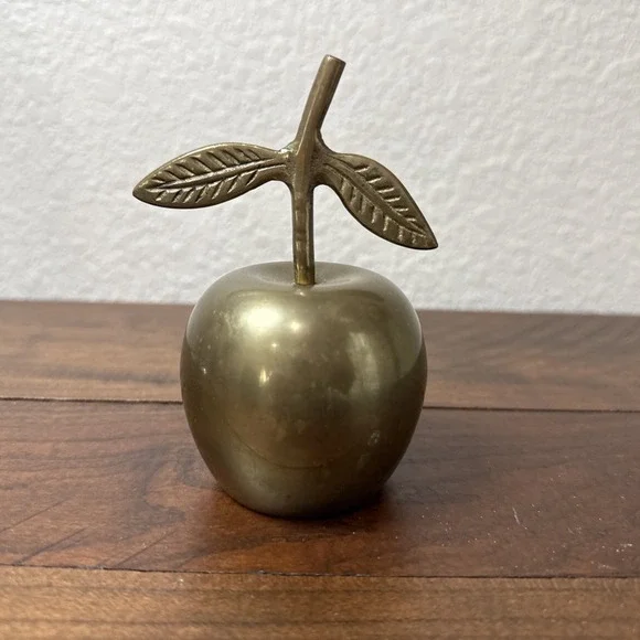 Vintage Brass Apple Bell with Nice Patina and Ring Tone
