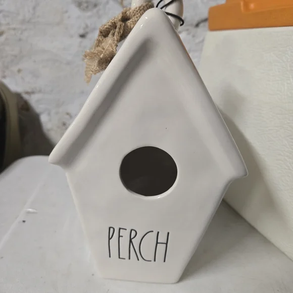 Perch White Ceramic Birdhouse