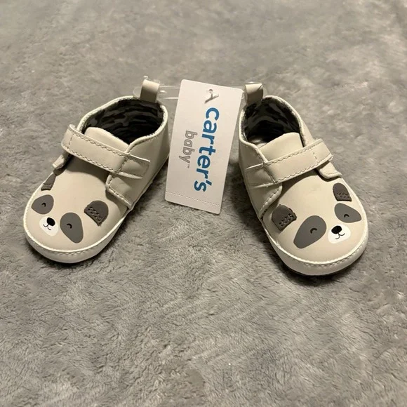Carter's Little Baby Basics Cream and Gray Shoes 0-3 Months NWT New Baby Shoes