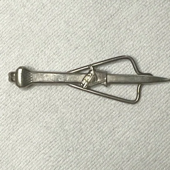 VTG Silver Tone Horse Head Equine Money Tie Clip Bar 2.5