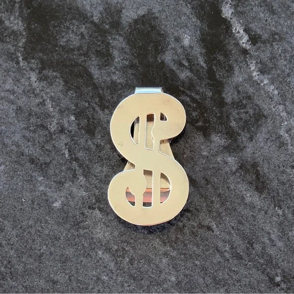 Dollar Sign Symbol Sterling Silver Money Clip, Vintage