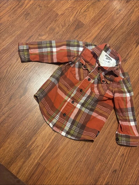OshKosh B'gosh Rust Orange Plaid Button-Down Shirt for Kids