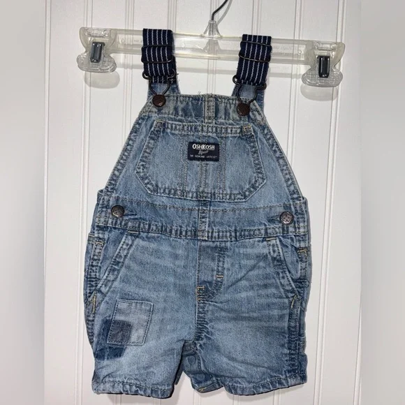 Set of 2 OshKosh B'gosh Blue Denim Kids Overalls| Size 6 Months