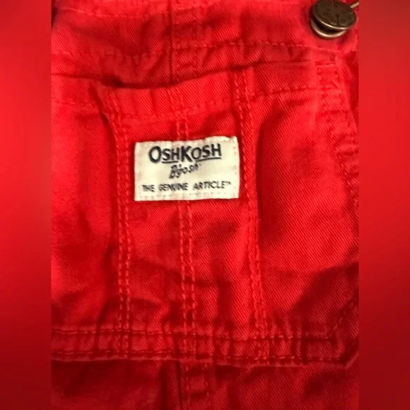 OshKosh B'Gosh Short Overalls Red Kids Girl Eyelet Trim Size 4T