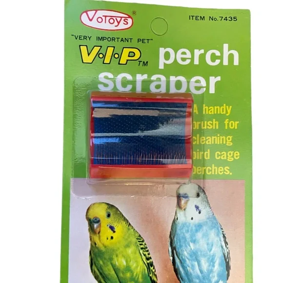 Vo-Toys Bird Plastic Perch Cleaner Scraper Parrot Cockatiel Parakeets Love RED