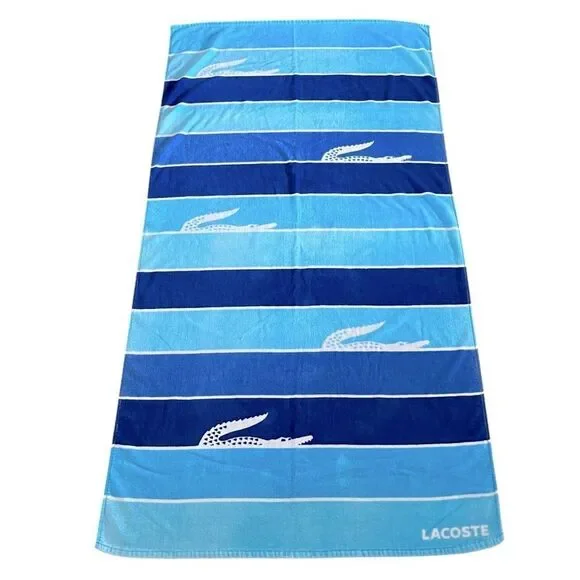 Lacoste Striped Alligator Beach Towel