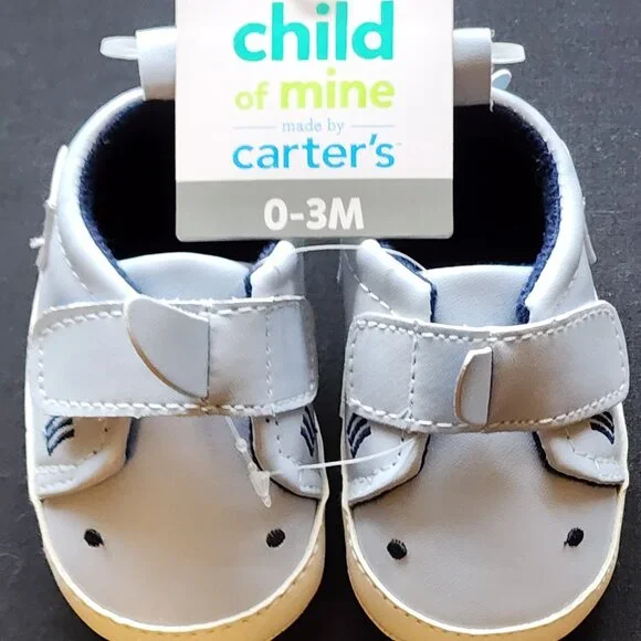 Carter's Child of Mine Blue Shark Baby Shoes Size 0 - 3 M NWT