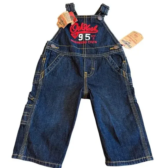 OshKosh B'gosh Dark Blue Overalls Engine Crew Size 6 Months NEW