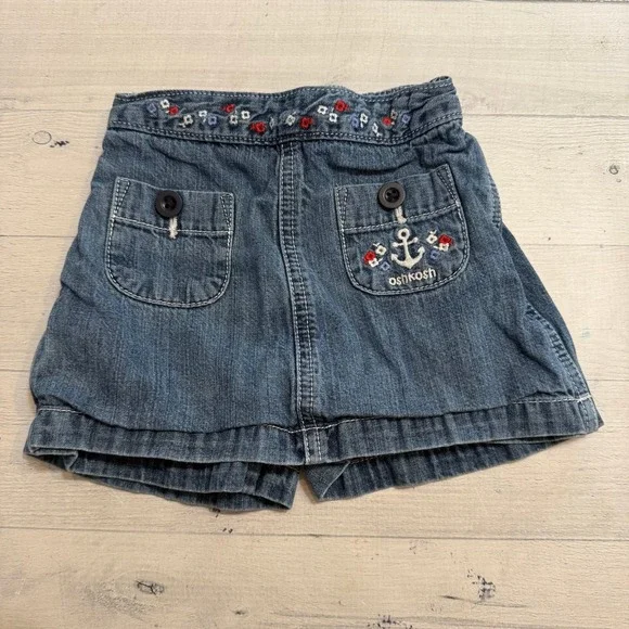 OshKosh B'Gosh girls denim skirt‎ anchor flowers 2T