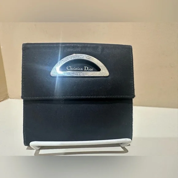 Christian Dior Nylon Black Vintage Bifold Wallet
