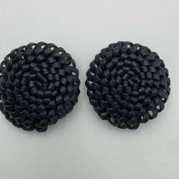 MUSI SHOE CLIPS Pair Genuine Vintage Navy Blue Round Looped Design 2