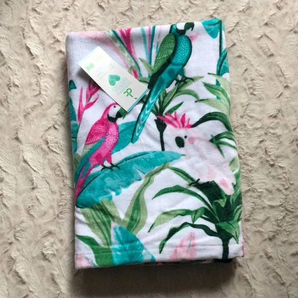 Tropical Bird Parrot Print BEACH Towel