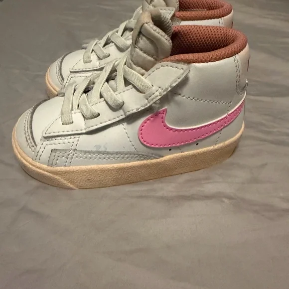 Nike Baby White and Pink High-Top Sneakers