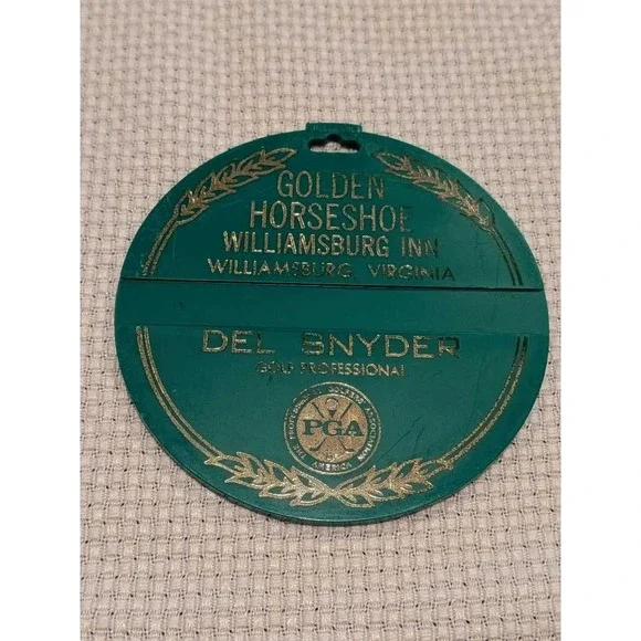 Golden Horseshoe Inn Williamsburg VA Del Snyder PGA Golf Bag Tag