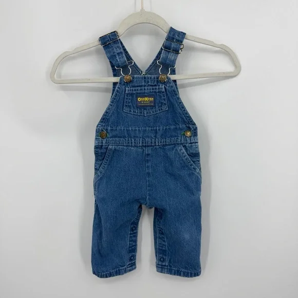 vintage OshKosh B'Gosh blue denim‎ overalls sz 18 months