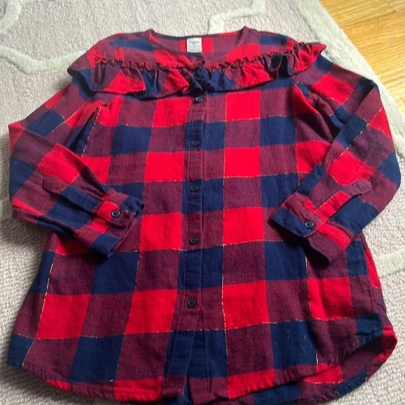 Osh kosh flannel ruffle top