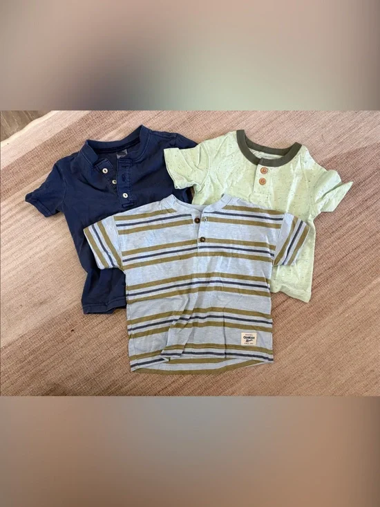 OshKosh B'gosh Navy, Light Green & Striped Boys Shirts (3-pack)