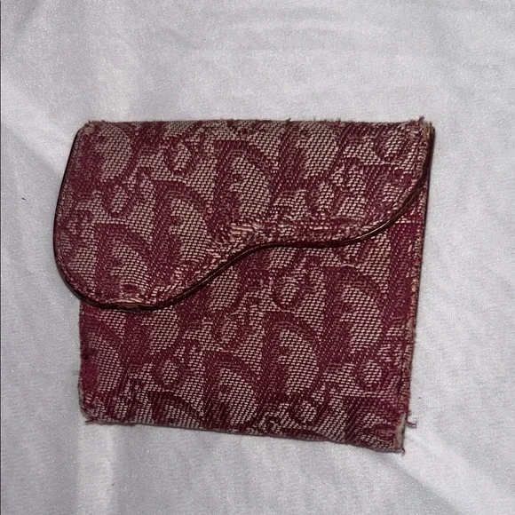 VINTAGE Christian Dior Burgundy Oblique Trotter Saddle Compact Wallet