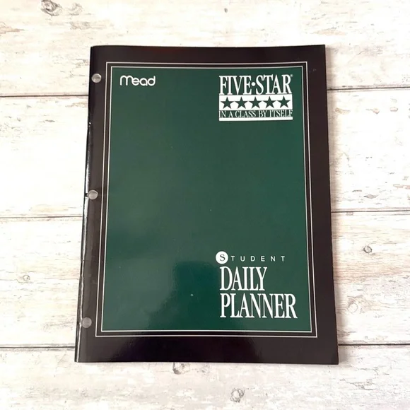 Five Star Student Daily Planner Mead Forrest Green Black NEW